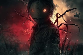 draw detailed dark, horror, metal art illustration