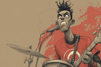 draw crazy cartoons, album cover, punk, rock, hiphop etc