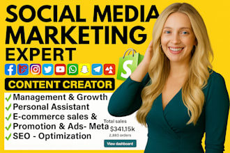 be shopify social media marketing ads manager content creator personal assistant