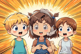 draw cute children comic cartoon in this style
