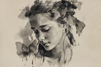 draw custom sketch with watercolor renderings