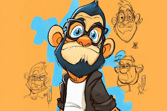 design doodle art, doodle illustration, cartoon character