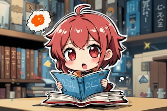 illustrate comic amine book chibi manga  mascot logo