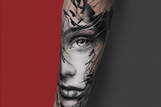 desing a attractive realism and full sleeve tattoo