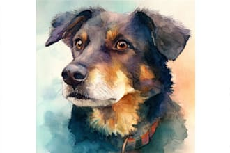 paint a watercolor portrait of your dog cat and other