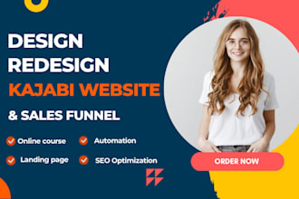 design redesign kajabi website landing page and online course