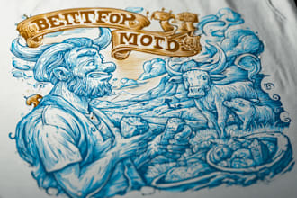 make linocut or cartoon illustration for t shirts