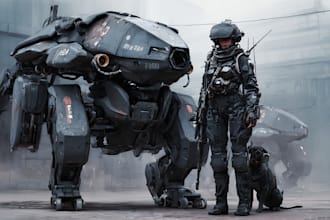 design futuristic mecha robots and pilots cyberpunk