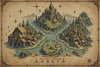 custom vector fantasy maps rpg game map illustration