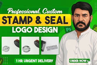 create a custom digital seal, signature, or rubber stamp logo within 1 hr