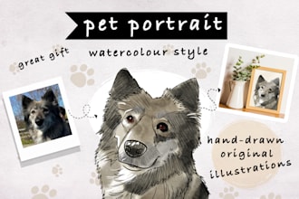 draw a sketch of your pet in watercolor style