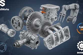 make 3d cad model mechanical part design in solidworks, fusion 360 and inventor