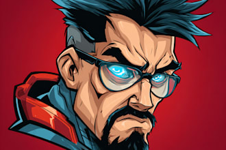draw cartoon, anime, super hero portrait or concept art