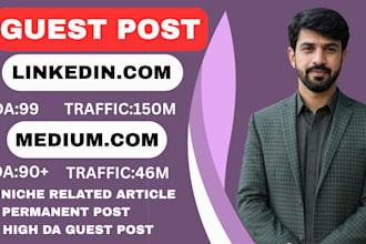 write and publish guest posts articles or interview on linkdin and medium,com