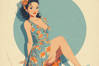 unique an illustration of a pin up girl vintage pinup