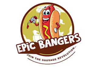 design global hot dog revolution artisan flavors logo