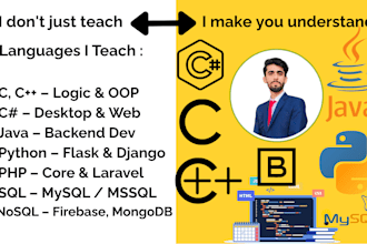 tutor java, python, cpp, r , c, c sharp programming teacher