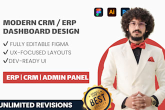 design a modern CRM, erp dashboard or admin panel UI in figma
