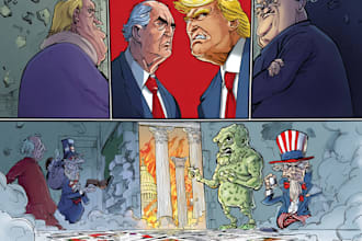 draw satire, editorial or political cartoons for you