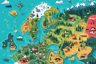 draw beautiful map in vector illustration