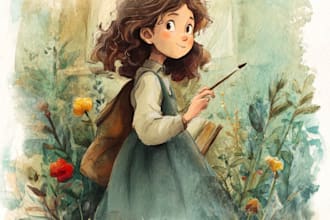 make children book illustration in watercolor style