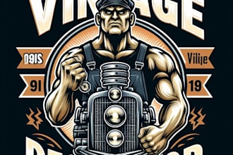 vintage diesel shop logo t shirt design  retro diesel mechanic art