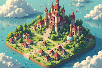 design a vector 2d flat or 3d isometric map