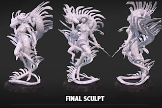 sculpt 3d anime figure, 3d model, 3d character  diorama figure for 3d printing