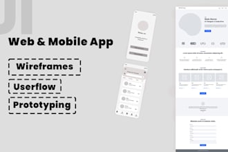do UX wireframe mockup design and user flow for mobile and website