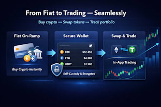 build multi chain crypto wallet with fiat onramp, in app swaps, and trading app