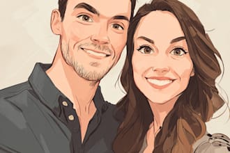 draw a romantic family couple portrait