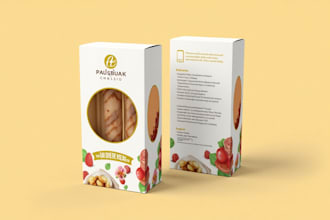 design a creative food product packaging, pouch, box design