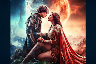 draw fantasy book cover art, romance and cover design