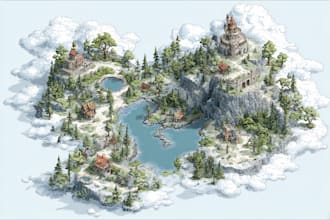 vector map illustration map design isometric fantasy map