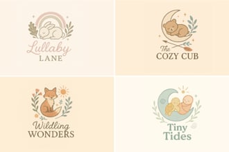 design a playful and modern boho logo for your kids baby children brand