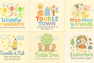 create a custom children brand logo with a playful hand drawn style