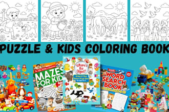 create coloring page, puzzle book, word search, sudoku, and kids coloring book
