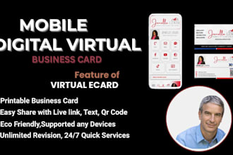 design a clickable digital business card, vcard and a print card with qr code