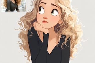 create a portrait in semi realism disney cartoon style