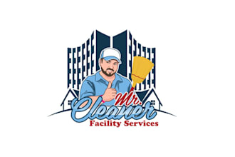 design professional cleaner facility services logo