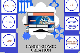 create a responsive landing page using HTML, CSS, react or wordpress