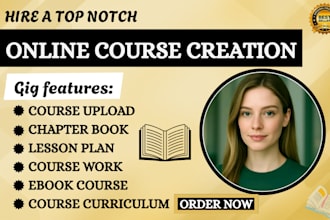 create ebook online course, lesson plan chapter book and coursework upload