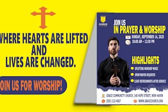design inspiring worship church, event flyer, design