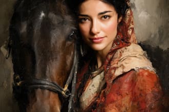 draw digital realistic oil portrait painting