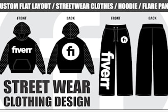 design streetwear fashion mockups and tech packs