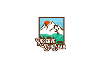 design minimal mountain lake and snow logo