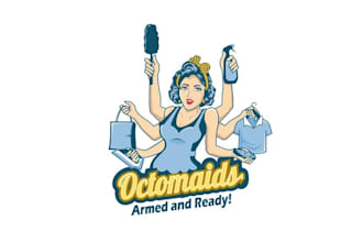 design mascot cartoon octomaids logo