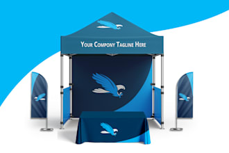 design canopy tent, table cloth, roll up banner and  flag