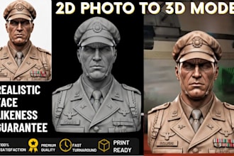 sculpt realistic 3d head portrait bust from your 2d photo printing in 3mf zbrush