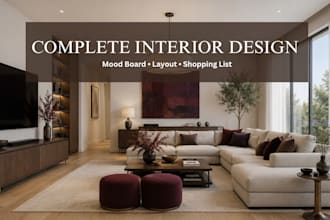 create your interior design plan, mood board and shopping list